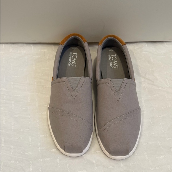 TOMS Men's Comfort Slip-On Shoes Gray Brown Textile Leather US 9 EU 42 - Picture 2 of 8
